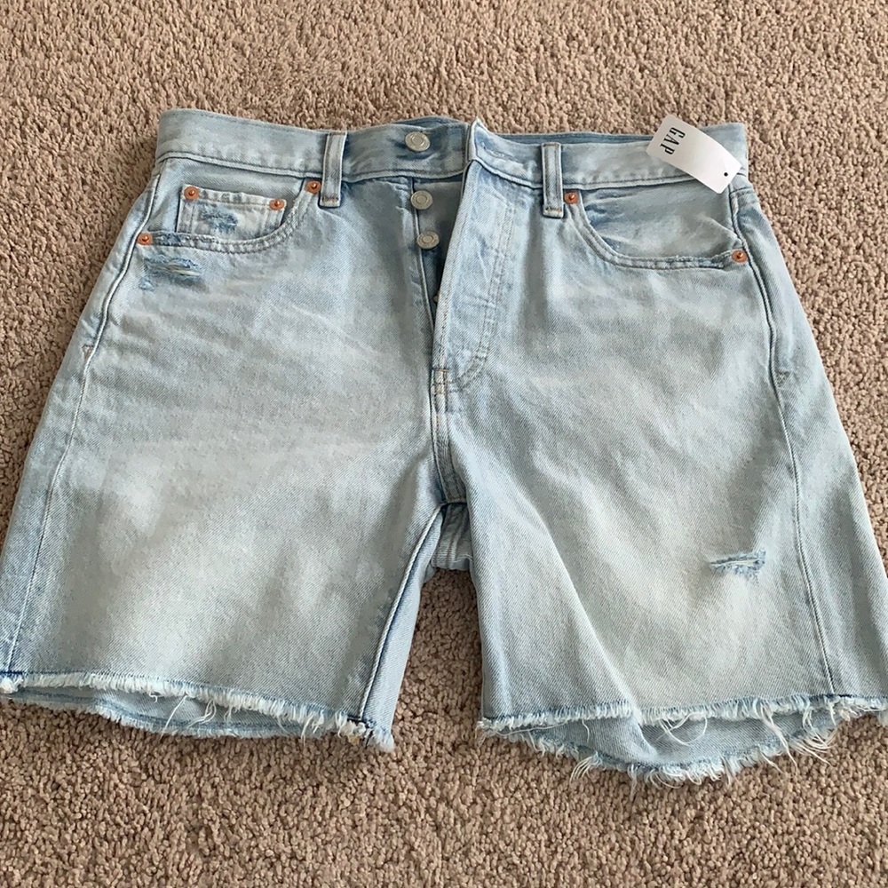 GAP Mid Rise Distressed Boyfriend Shorts